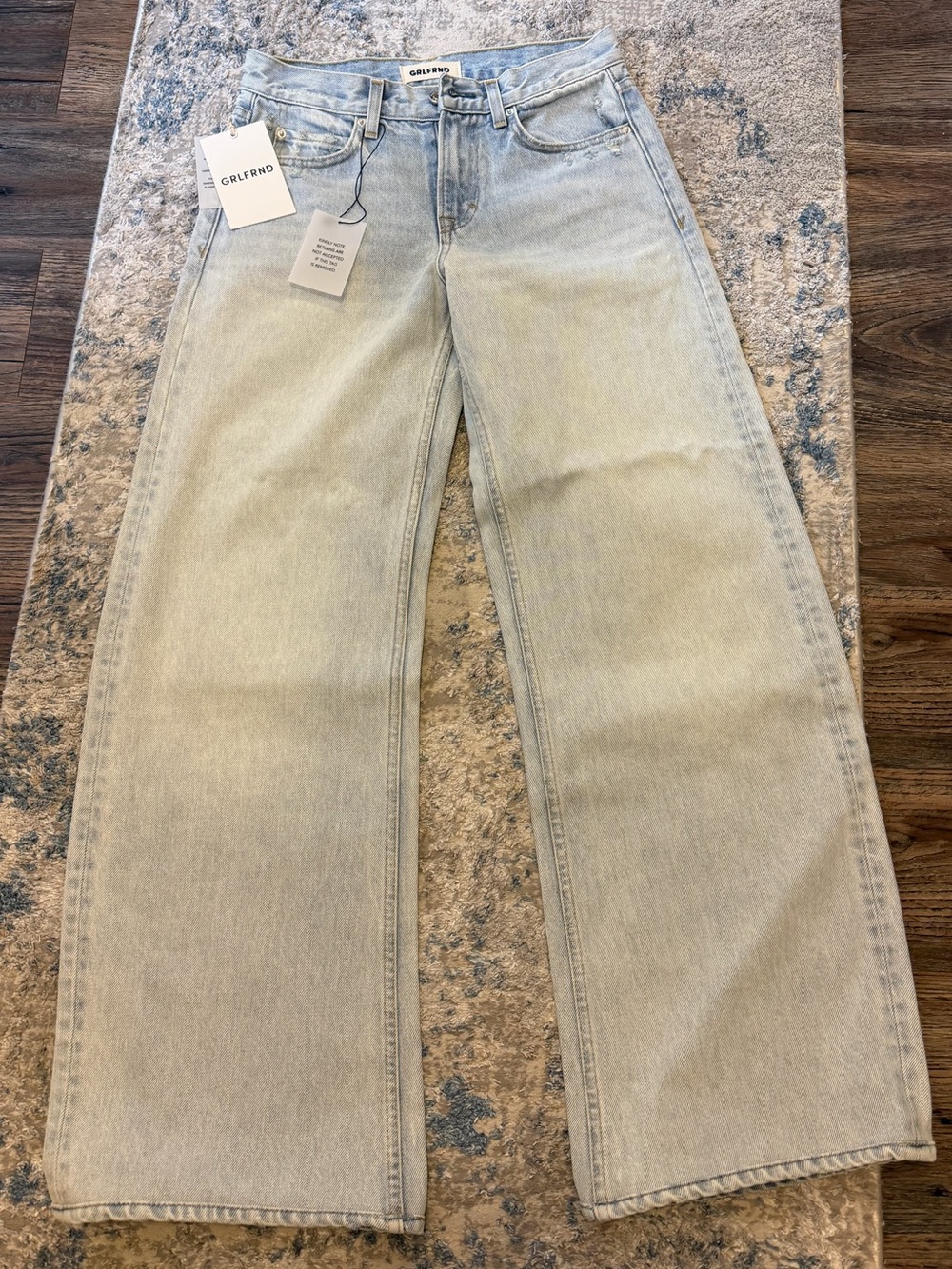 GRLFRND Women's Light Wash Wide Leg Jeans